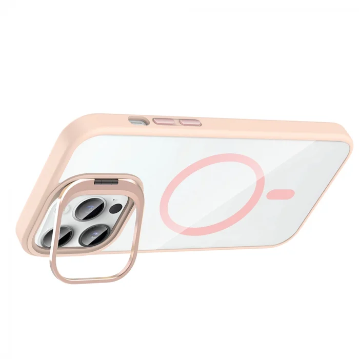 iPhone 14 Pro Max Kılıf Standlı ve Kamera Lens Hediyeli M-Safe Şarj Özellikli Etro Kapak