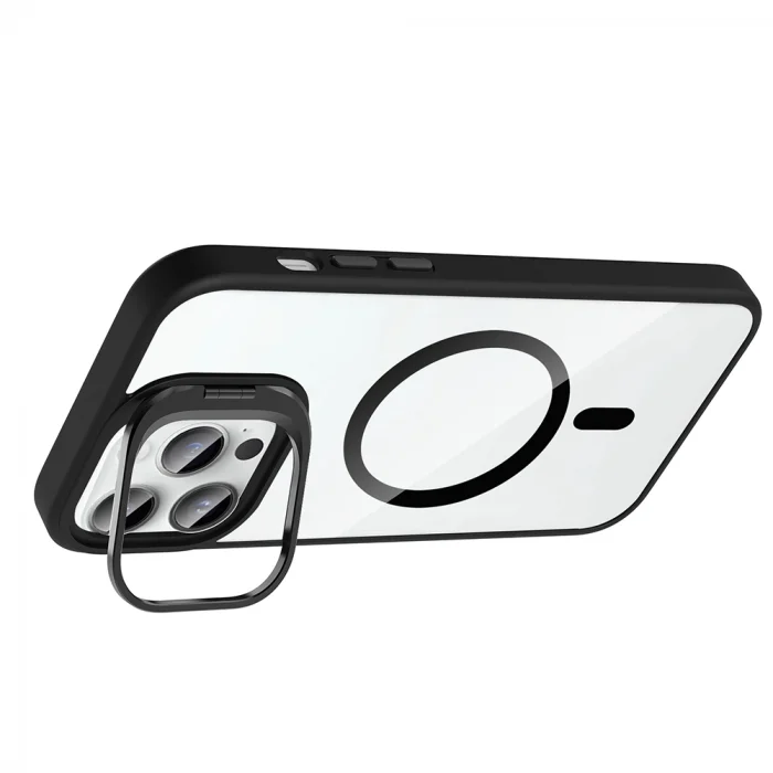 iPhone 14 Pro Max Kılıf Standlı ve Kamera Lens Hediyeli M-Safe Şarj Özellikli Etro Kapak