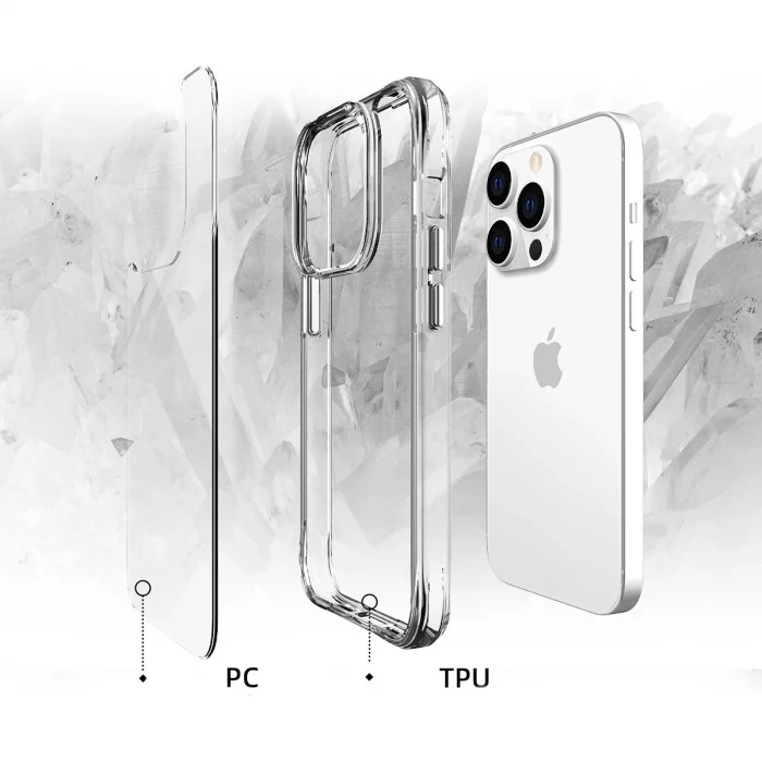 iPhone 14 Pro Max Kılıf Şeffaf Ultra İnce Airbag Tasarımlı Okka Kapak
