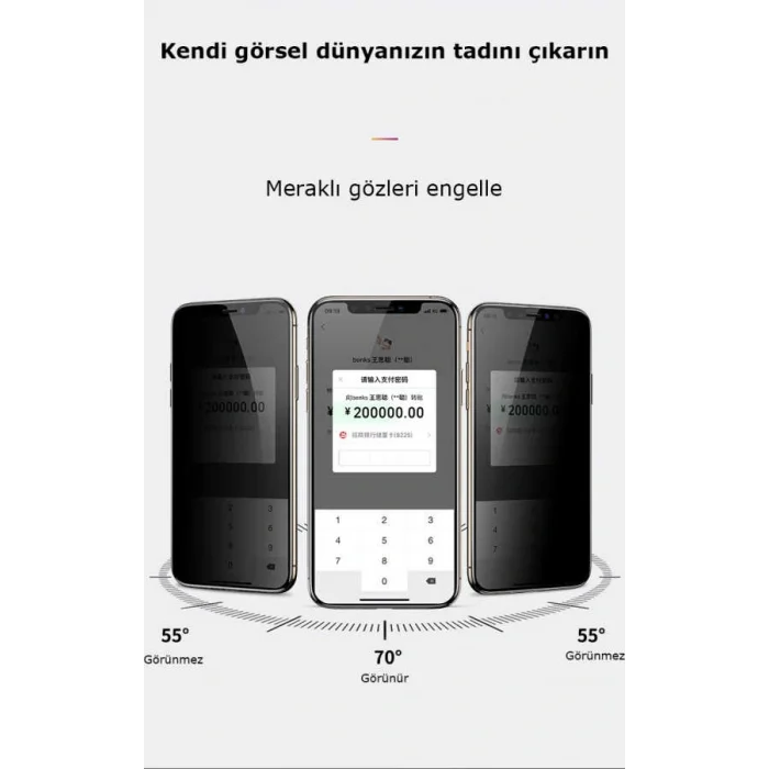 iPhone 14 Pro Max Kor Privacy Cam Ekran Koruyucu