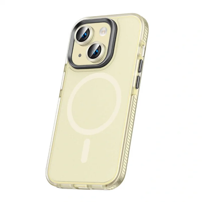 iPhone 15 Kılıf Airbagli M-safe Wireless Şarj Özellikli Lens Koruyuculu Klaptika Kapak