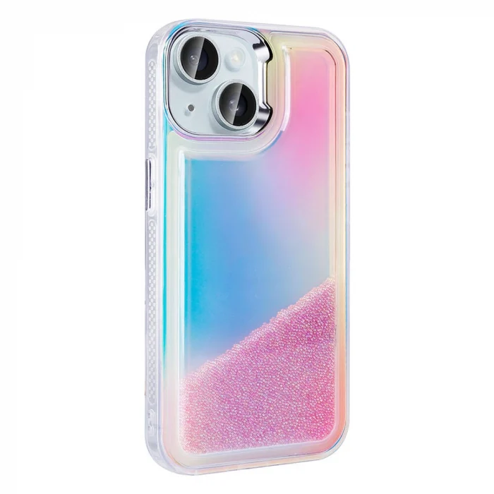 iPhone 15 Kılıf Airbagli Renkli Arka Yüzey Boncuk Tasarımlı Kumul Kapak