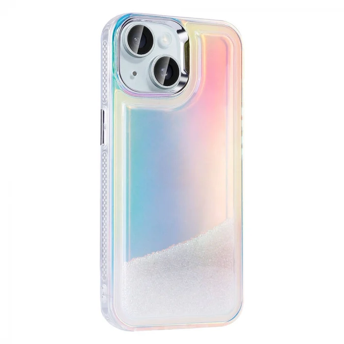 iPhone 15 Kılıf Airbagli Renkli Arka Yüzey Boncuk Tasarımlı Kumul Kapak