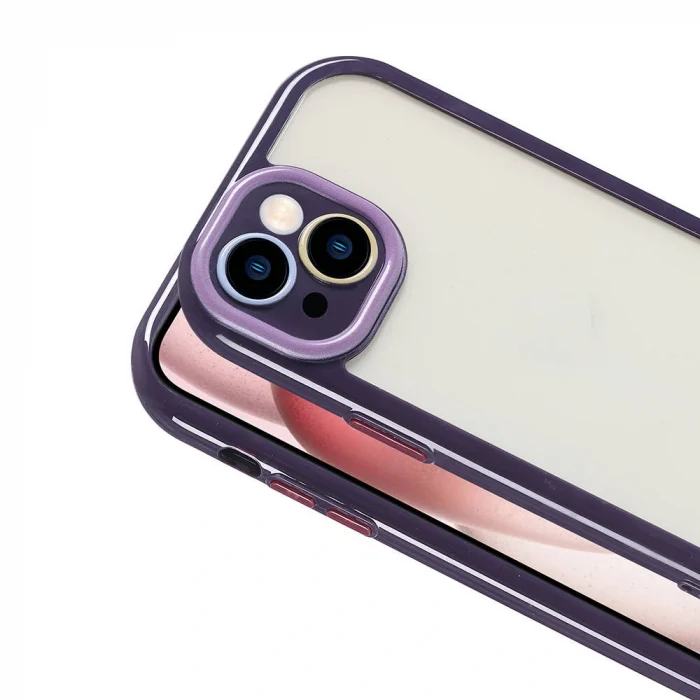 iPhone 15 Kılıf Kamera Korumalı Renkli Kenar ve Çerçeve Tasarımlı Vitamin Kapak