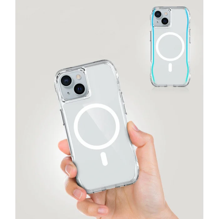 iPhone 15 Kılıf M-safe Şarj Özellikli Airbagli Şeffaf İncek Kapak