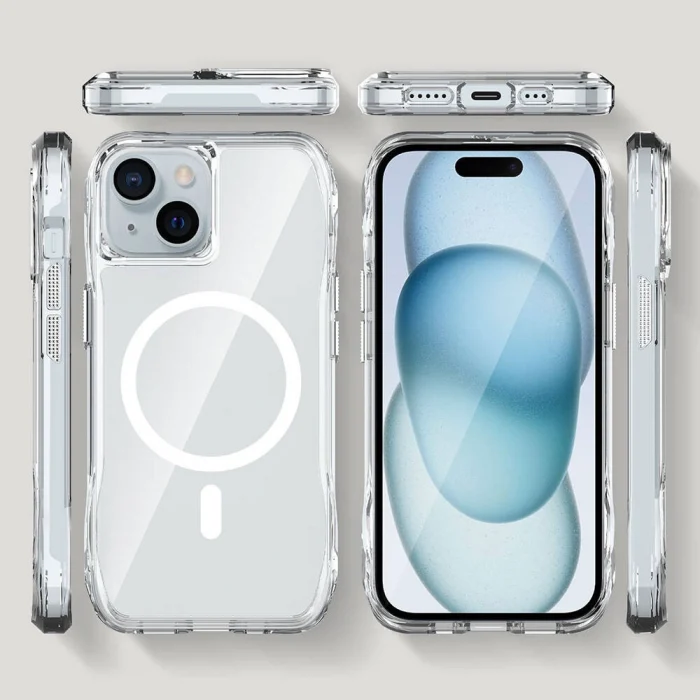 iPhone 15 Kılıf M-safe Şarj Özellikli Airbagli Şeffaf İncek Kapak