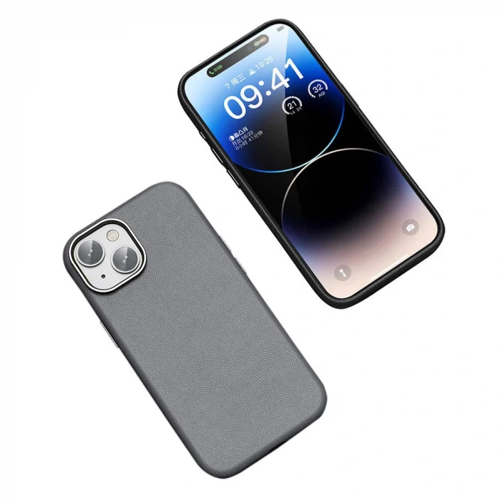 iPhone 15 Kılıf M-safe Şarj Özellikli PU Deri Adora Kapak