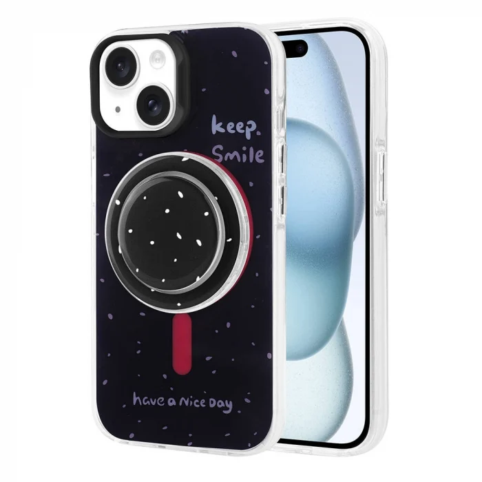 iPhone 15 Kılıf M-safe Şarj Özellikli Tak-Çıkar Pop Soketli Tiktok Kapak