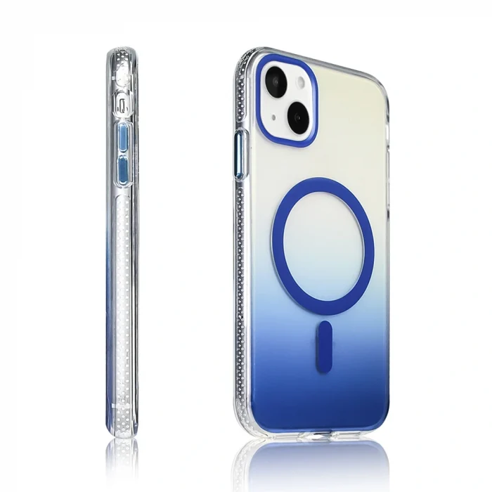 iPhone 15 Kılıf M-safe Şarj Özellikli Transparan Renk Geçişli Toros Kapak