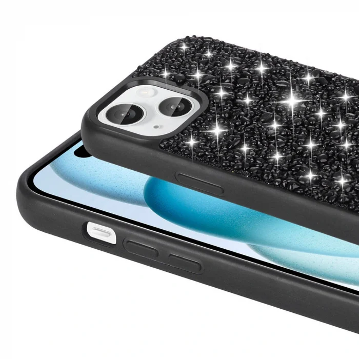 iPhone 15 Kılıf Parlak Taşlı Tasarım Linea Diamond Kapak
