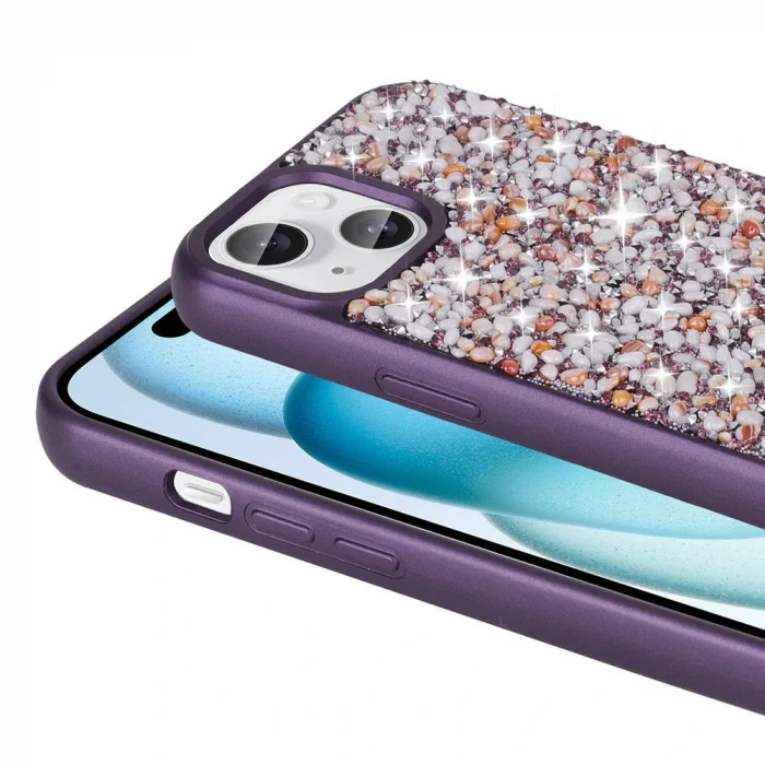 iPhone 15 Kılıf Parlak Taşlı Tasarım Linea Diamond Kapak