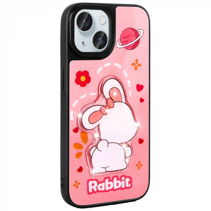 iPhone 15 Kılıf Parlayan Kabartmalı İkonik Figürlü Amas Silikon Kapak