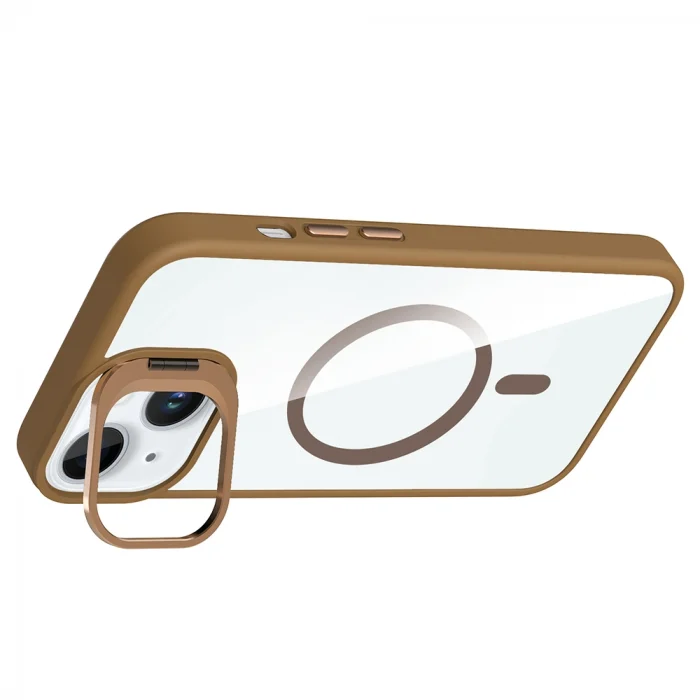 iPhone 15 Kılıf Standlı ve Kamera Lens Hediyeli M-Safe Şarj Özellikli Etro Kapak