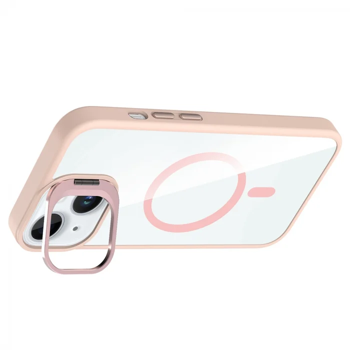 iPhone 15 Kılıf Standlı ve Kamera Lens Hediyeli M-Safe Şarj Özellikli Etro Kapak