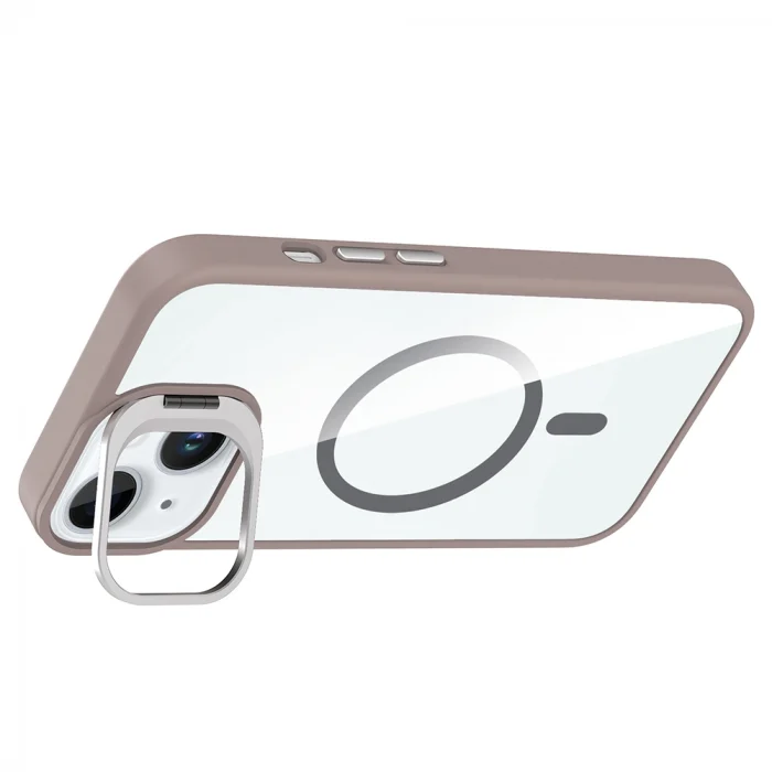 iPhone 15 Kılıf Standlı ve Kamera Lens Hediyeli M-Safe Şarj Özellikli Etro Kapak