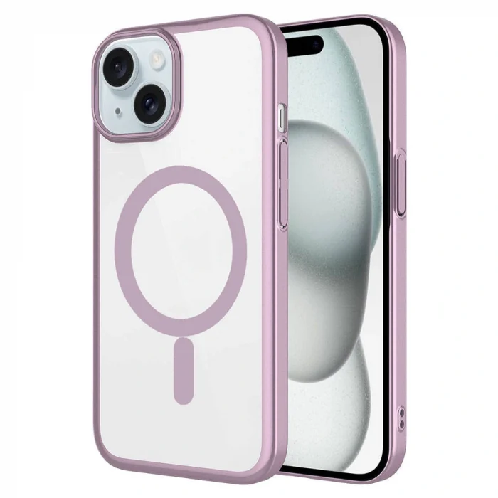 iPhone 15 Kılıf Wireless Şarj Özellikli Sert PC Mat Riksos M-safe Kapak