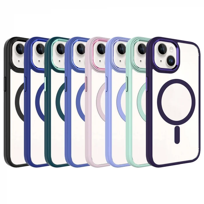 iPhone 15 Kılıf Wireless Şarj Özellikli Krom M-safe Silikon Kapak