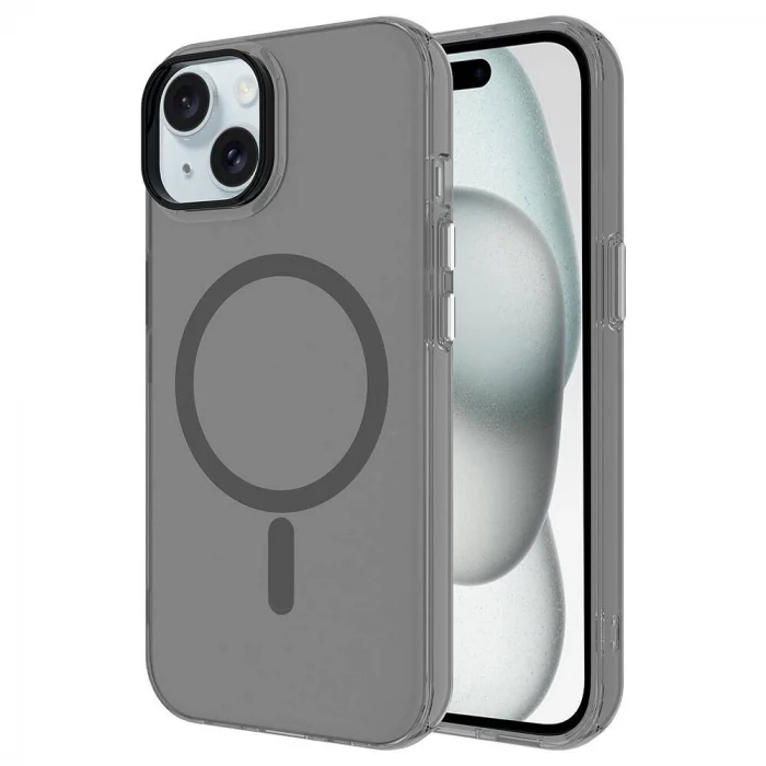 iPhone 15 Kılıf M-safe Şarj Özellikli Buzlu Transparan C-Pro Sert Kapak