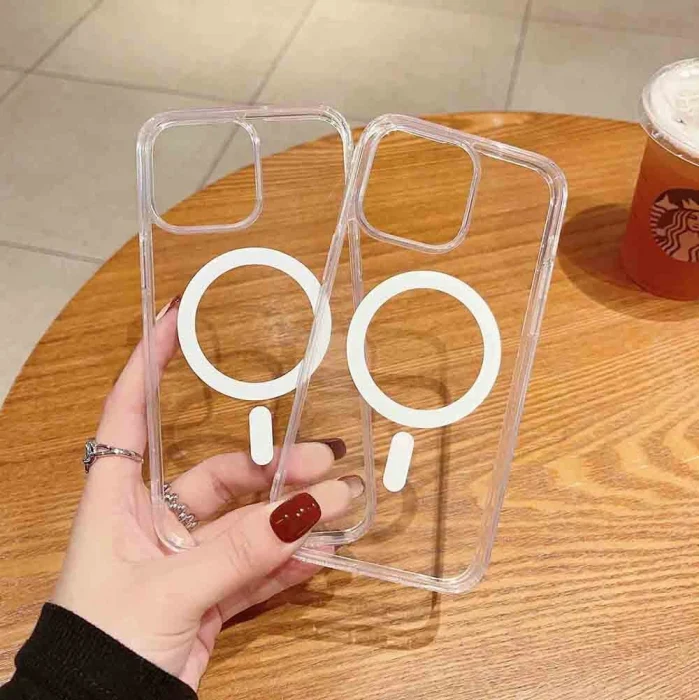 iPhone 15 Plus Kamera Korumalı M-Safe Şarj Özellikli Şeffaf London Sert PC Kapak