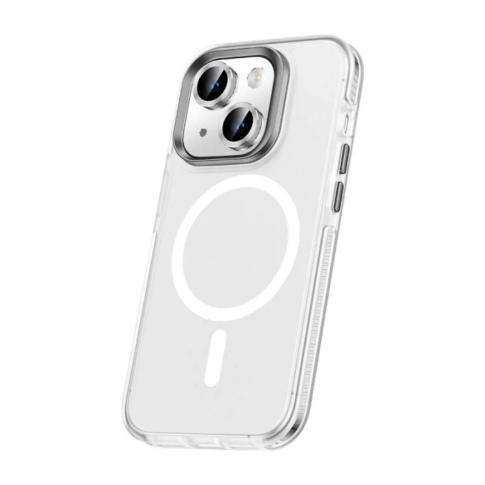 iPhone 15 Plus Kılıf Airbagli M-safe Wireless Şarj Özellikli Lens Koruyuculu Klaptika Kapak
