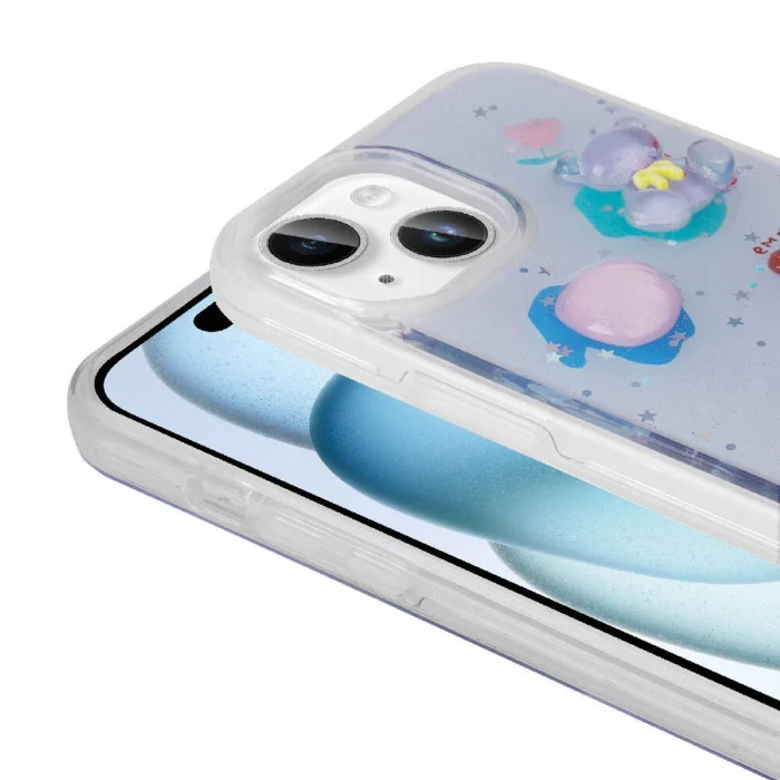iPhone 15 Plus Kılıf Kabartma Figürlü Parlak Minimini Silikon Kapak