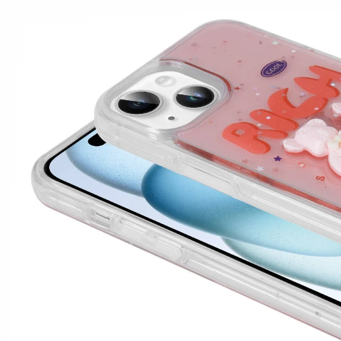 iPhone 15 Plus Kılıf Kabartma Figürlü Parlak Minimini Silikon Kapak