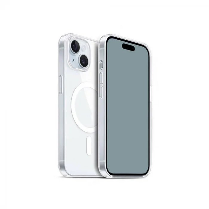 iPhone 15 Plus Uyumlu Kılıf M-safe Şarj Özellikli Şeffaf Sert PC Kapak