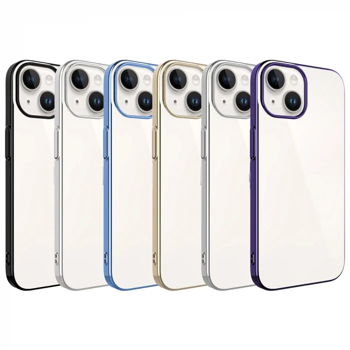 iPhone 15 Plus Kılıf Sert PC Renkli Çerçeveli Riksos Kapak