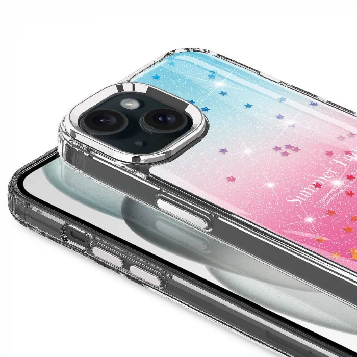 iPhone 15 Plus Kılıf Simli Desenli Parlak Task Kapak