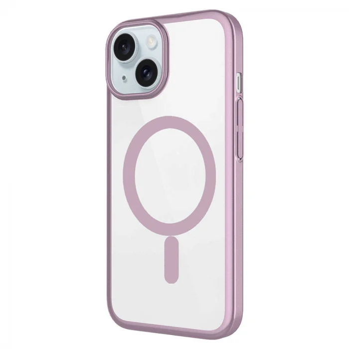 iPhone 15 Plus Kılıf Wireless Şarj Özellikli Sert PC Mat Riksos M-safe Kapak