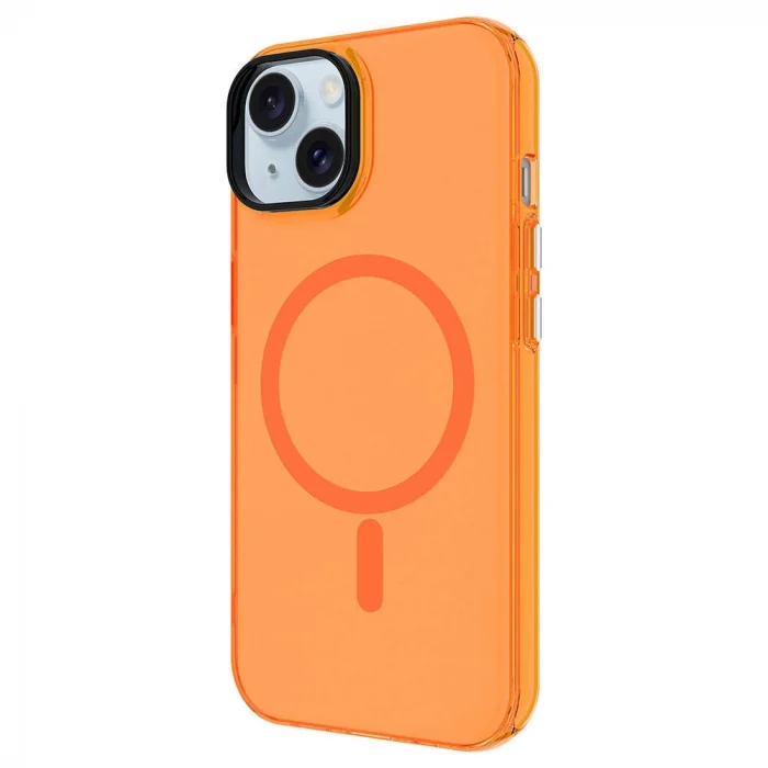 iPhone 15 Plus Kılıf M-safe Şarj Özellikli Buzlu Transparan C-Pro Sert Kapak