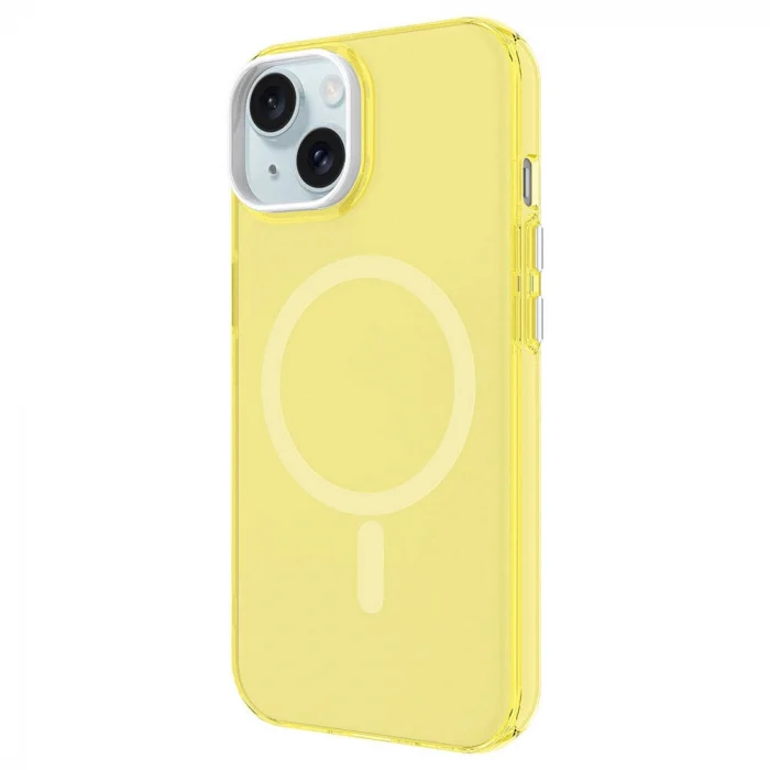 iPhone 15 Plus Kılıf M-safe Şarj Özellikli Buzlu Transparan C-Pro Sert Kapak