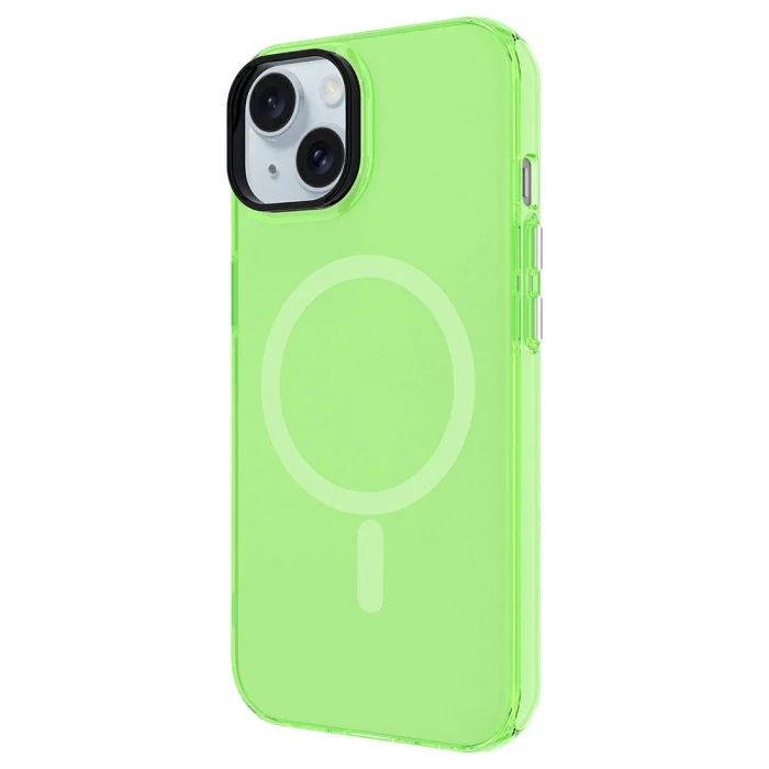 iPhone 15 Plus Kılıf M-safe Şarj Özellikli Buzlu Transparan C-Pro Sert Kapak