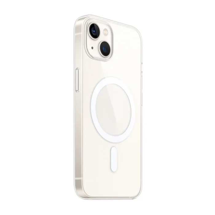 iPhone 15 Plus Kılıf M-safe Şarj Özellikli Şeffaf Tek Kamera Çerçeveli Porto Kapak