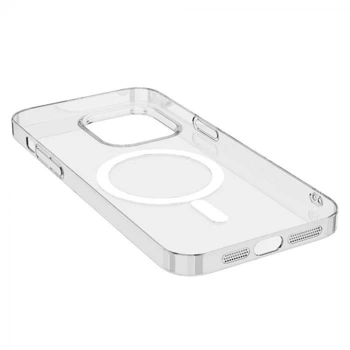 iPhone 15 Plus Kılıf M-safe Şarj Özellikli Şeffaf Tek Kamera Çerçeveli Porto Kapak