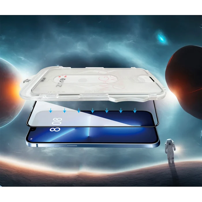 iPhone 15 Plus Kolay Uygulama Aparatlı 5D Magic Glass Cam Ekran Koruyucu