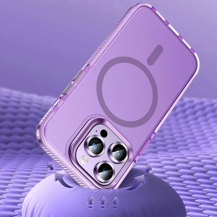 iPhone 15 Pro Kılıf Airbagli M-safe Wireless Şarj Özellikli Lens Koruyuculu Klaptika Kapak