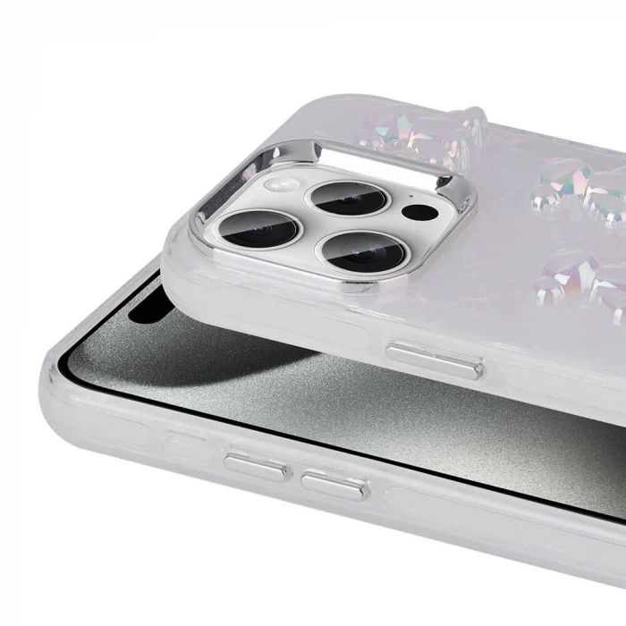 iPhone 15 Pro Kılıf Kabartma Figürlü Parlak Eralli Silikon Kapak