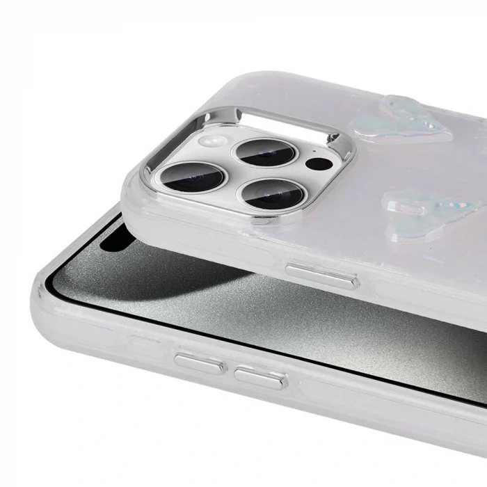 iPhone 15 Pro Kılıf Kabartma Figürlü Parlak Eralli Silikon Kapak