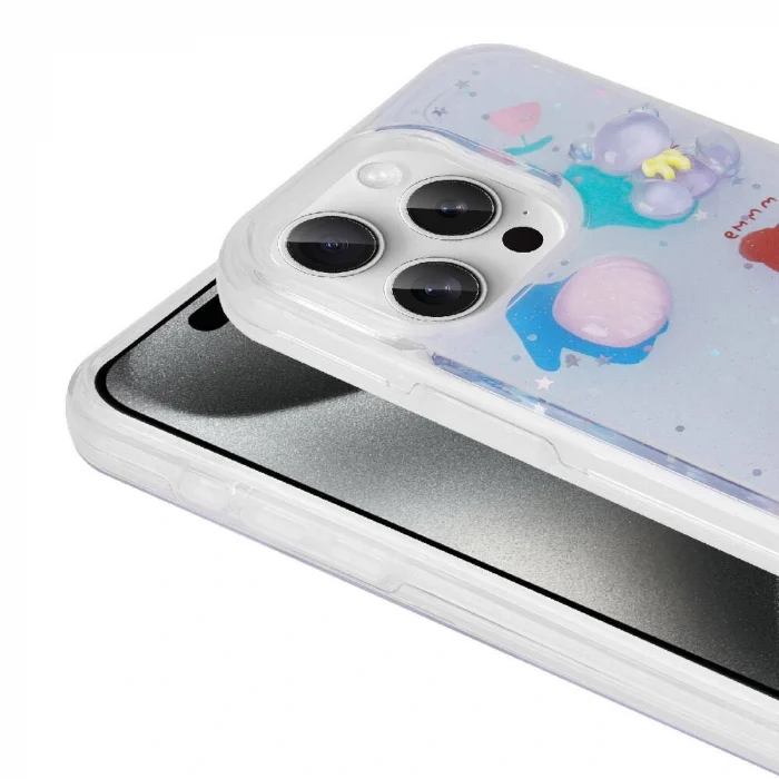 iPhone 15 Pro Kılıf Kabartma Figürlü Parlak Minimini Silikon Kapak