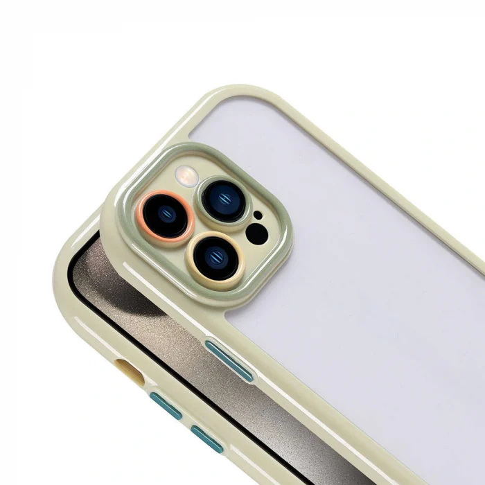 iPhone 15 Pro Kılıf Kamera Korumalı Renkli Kenar ve Çerçeve Tasarımlı Vitamin Kapak