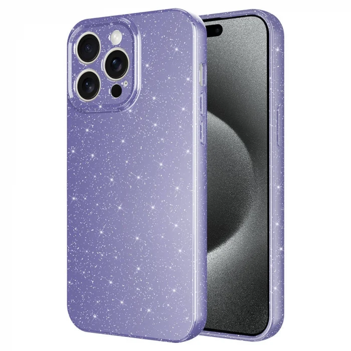 iPhone 15 Pro Kılıf Kamera Korumalı Simli Lüks Koton Kapak