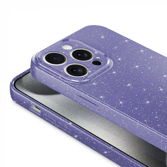 iPhone 15 Pro Kılıf Kamera Korumalı Simli Lüks Koton Kapak