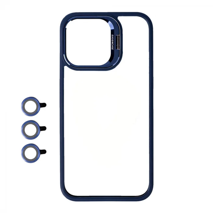 iPhone 15 Pro Kılıf Kamera Lens Korumalı Standlı Klon Lensli Kapak