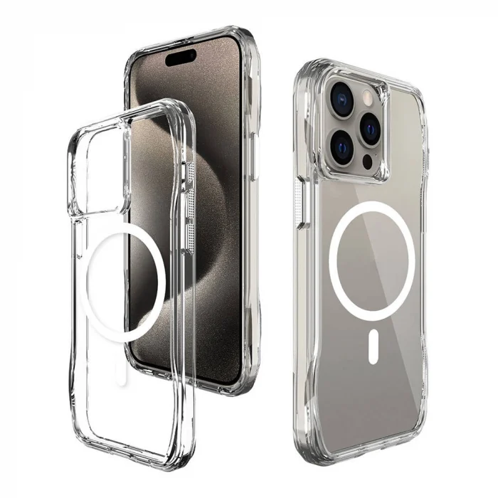 iPhone 15 Pro Kılıf M-safe Şarj Özellikli Airbagli Şeffaf İncek Kapak