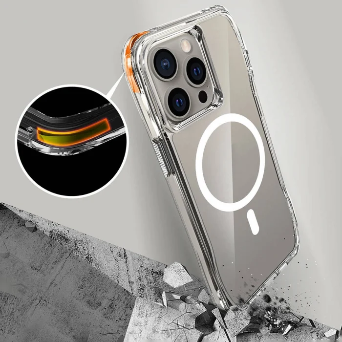 iPhone 15 Pro Kılıf M-safe Şarj Özellikli Airbagli Şeffaf İncek Kapak