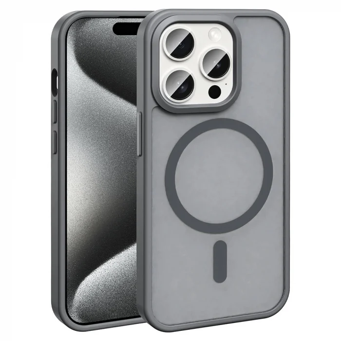 iPhone 15 Pro Kılıf M-safe Şarj Özellikli Mat Arka Yüzey Sio Kapak