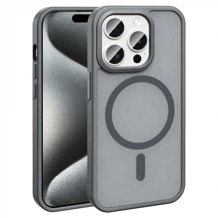 iPhone 15 Pro Kılıf M-safe Şarj Özellikli Mat Arka Yüzey Sio Kapak