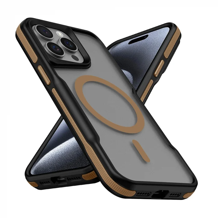 iPhone 15 Pro Kılıf M-safe Şarj Özellikli Renkli Kenar Airbag Şeritli Lamer Kapak