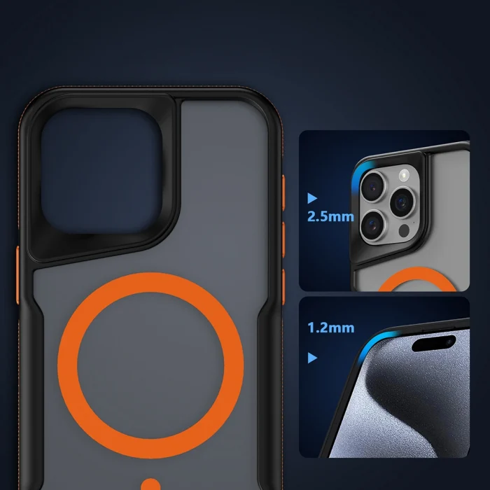 iPhone 15 Pro Kılıf M-safe Şarj Özellikli Renkli Kenar Airbag Şeritli Lamer Kapak